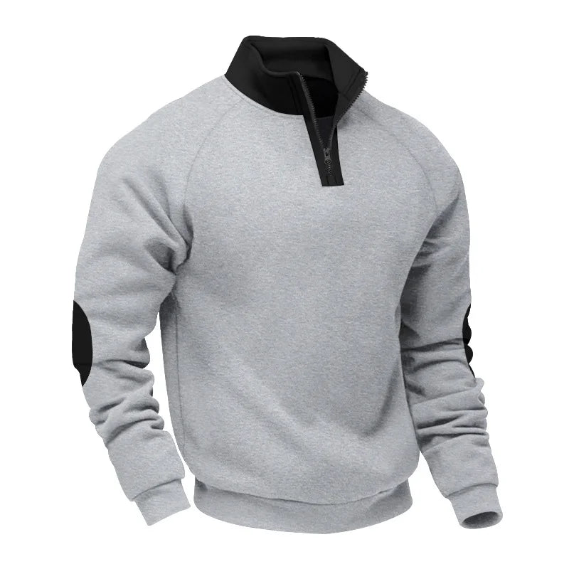 American  New Color Matching Spring and Autumn Loose Casual Plus Velvet Heavy Stand Collar Pullover Long Sleeve Sweatshirt