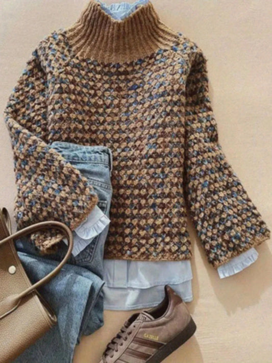 Fashion Colorful Stripe Pullover Long Sleeve Women's Tops Hot Woolen Soft Knit Long Sleeve Beautiful Ladies Sweater