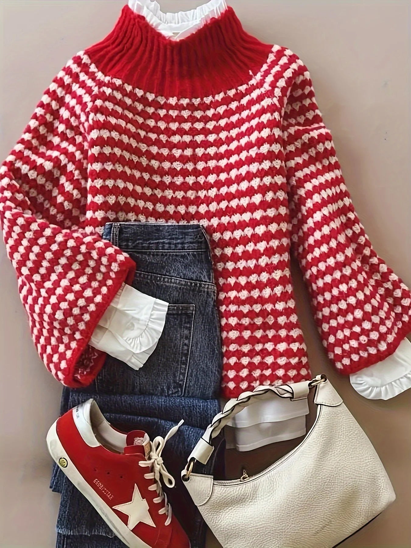 Fashion Colorful Stripe Pullover Long Sleeve Women's Tops Hot Woolen Soft Knit Long Sleeve Beautiful Ladies Sweater