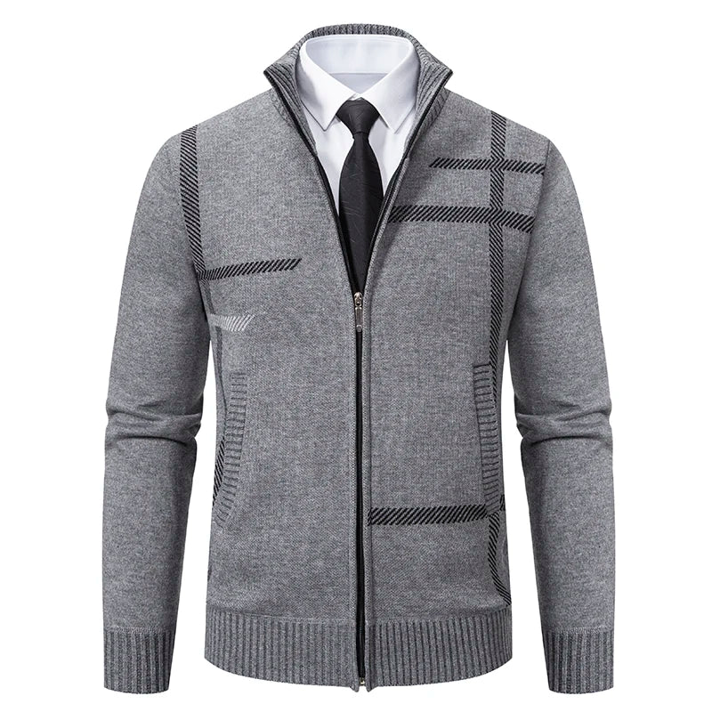 2023 New Spring and Autumn Cardigan Men's Knitwear Trend Stand-up Shirt Casual Coat Men's Wear