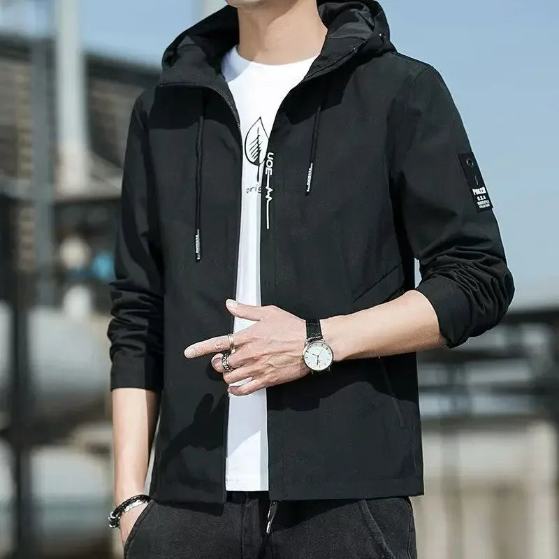 2025 Spring and Autumn New Men Fashion Zipper Hooded Jacket High Quality Windproof and Waterproof Outdoor Comfortable Coat