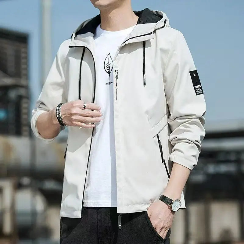 2025 Spring and Autumn New Men Fashion Zipper Hooded Jacket High Quality Windproof and Waterproof Outdoor Comfortable Coat