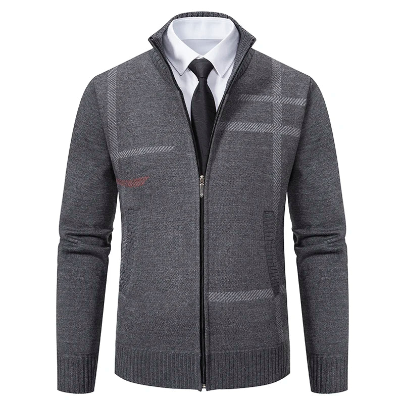 2023 New Spring and Autumn Cardigan Men's Knitwear Trend Stand-up Shirt Casual Coat Men's Wear