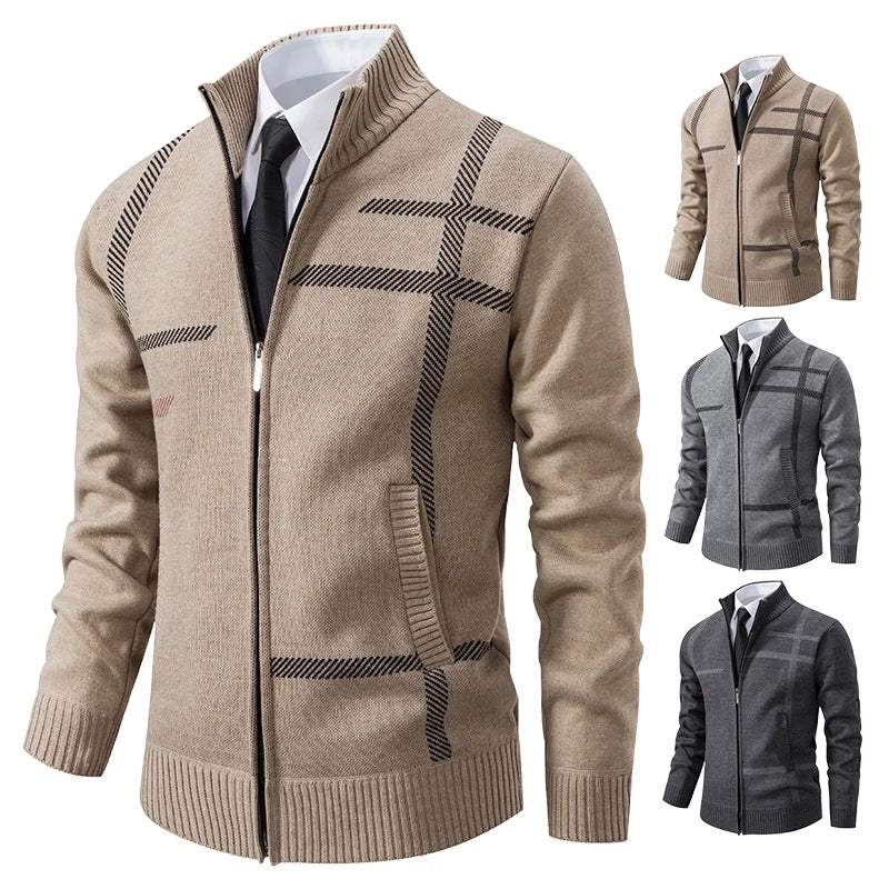 2023 New Spring and Autumn Cardigan Men's Knitwear Trend Stand-up Shirt Casual Coat Men's Wear