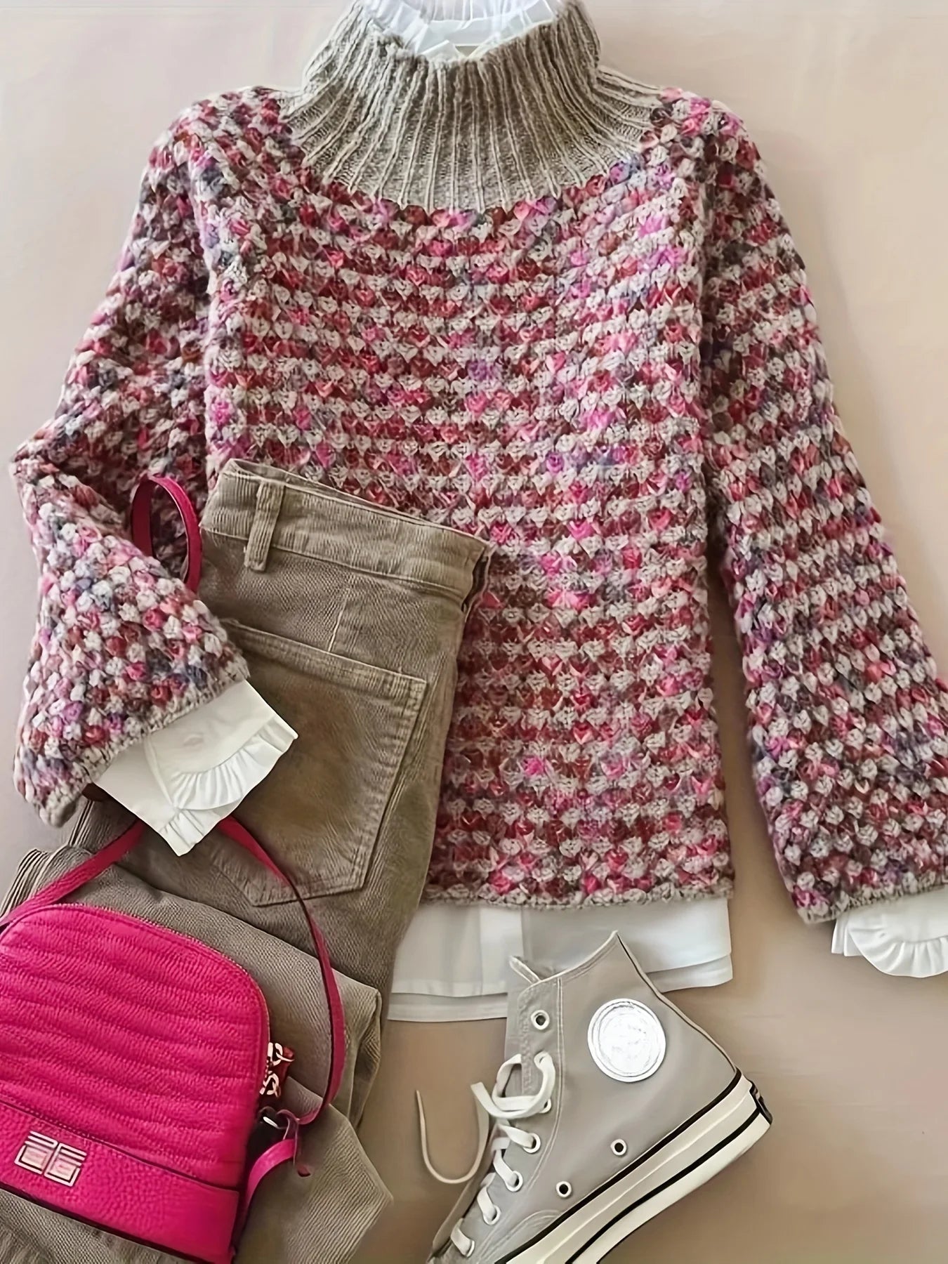 Fashion Colorful Stripe Pullover Long Sleeve Women's Tops Hot Woolen Soft Knit Long Sleeve Beautiful Ladies Sweater